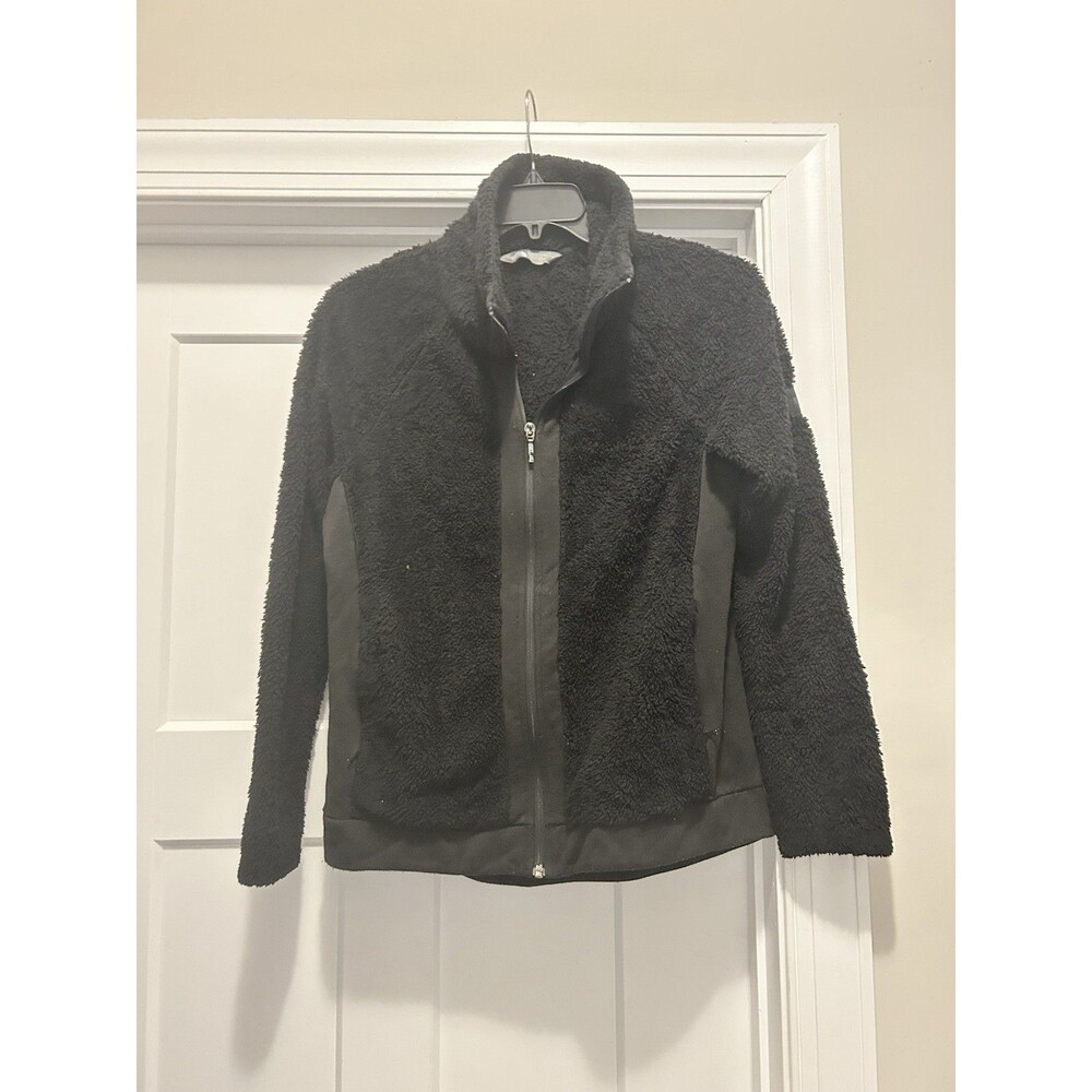 THE NORTH FACE Black/Grey Zip Up Teddy Bear Fleece Jacket Soft Cozy Size Medium